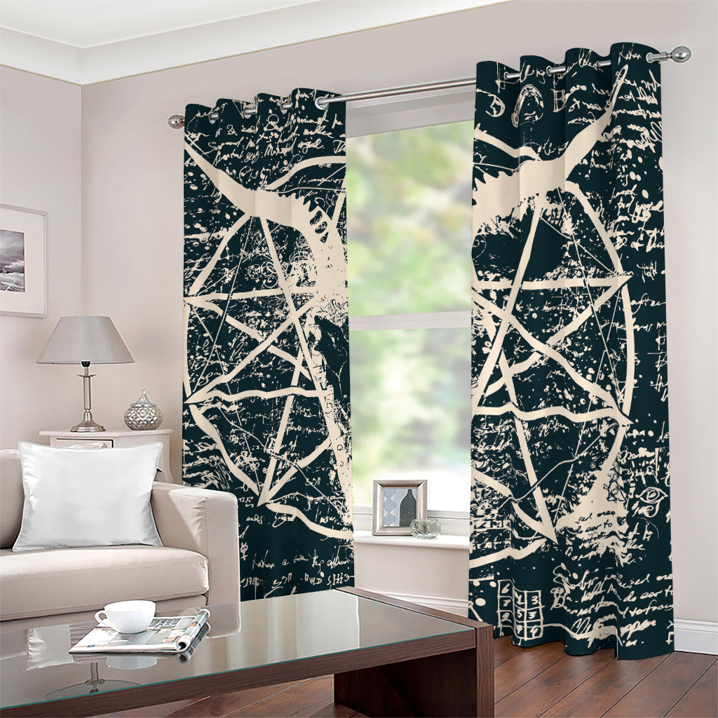 Satan Goat Skull Symbol Print Blackout Grommet Curtains