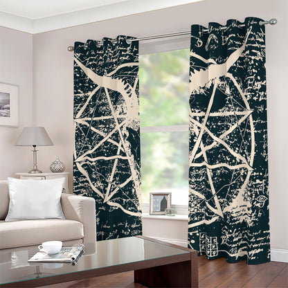 Satan Goat Skull Symbol Print Blackout Grommet Curtains