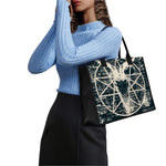 Satan Goat Skull Symbol Print Canvas Tote Bag