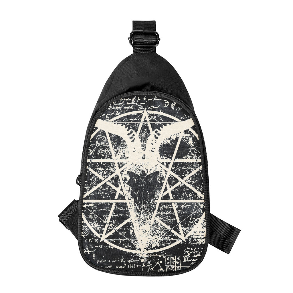 Satan Goat Skull Symbol Print Chest Bag