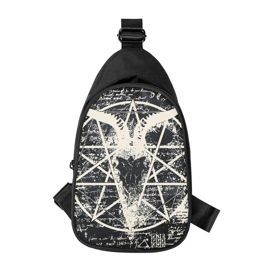 Satan Goat Skull Symbol Print Chest Bag