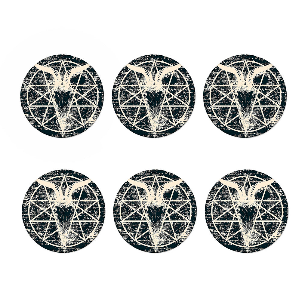 Satan Goat Skull Symbol Print Coaster Set