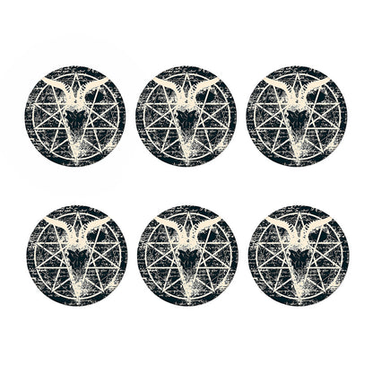 Satan Goat Skull Symbol Print Coaster Set