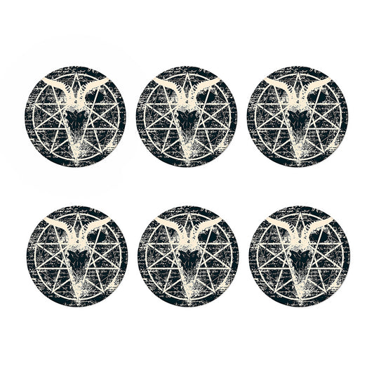 Satan Goat Skull Symbol Print Coaster Set