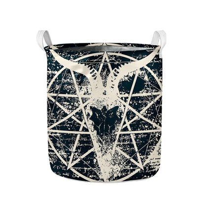Satan Goat Skull Symbol Print Collapsible Laundry Basket