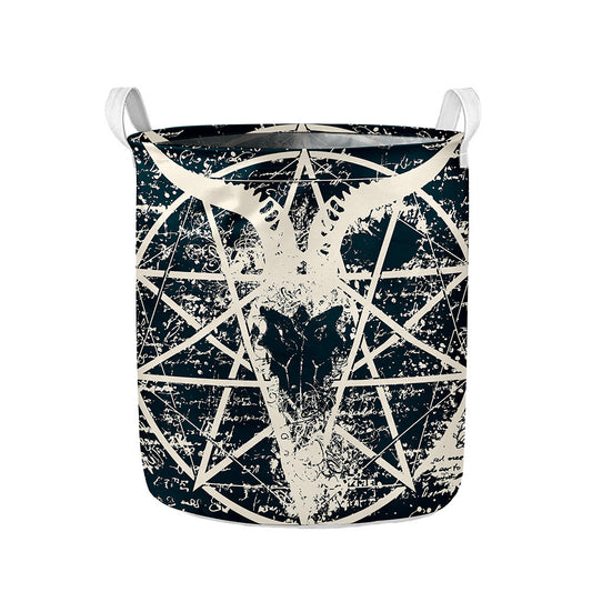 Satan Goat Skull Symbol Print Collapsible Laundry Basket