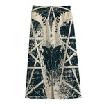 Satan Goat Skull Symbol Print Cotton Front Slit Maxi Skirt