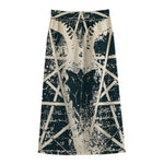 Satan Goat Skull Symbol Print Cotton Front Slit Maxi Skirt