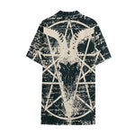 Satan Goat Skull Symbol Print Cotton Hawaiian Shirt