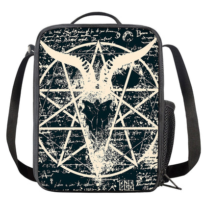 Satan Goat Skull Symbol Print Crossbody Lunch Bag