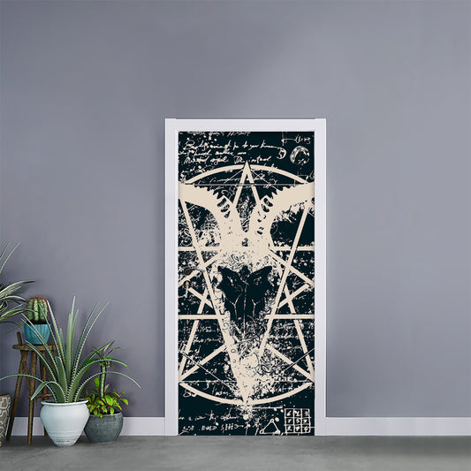 Satan Goat Skull Symbol Print Door Sticker