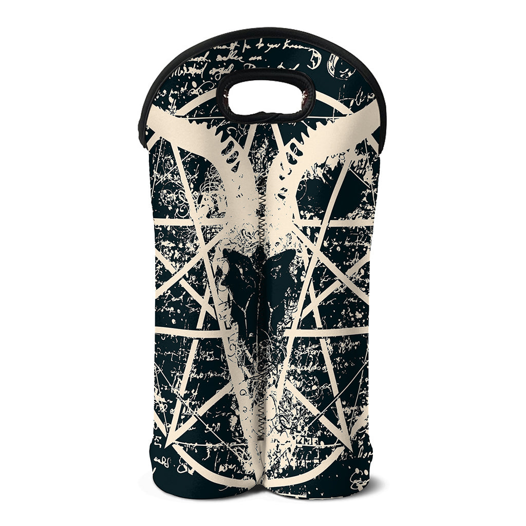 Satan Goat Skull Symbol Print Double Neoprene Wine Tote