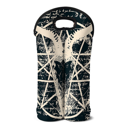 Satan Goat Skull Symbol Print Double Neoprene Wine Tote
