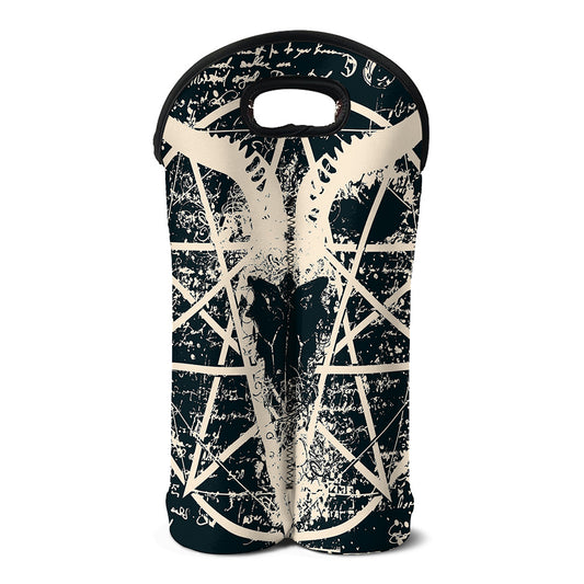 Satan Goat Skull Symbol Print Double Neoprene Wine Tote