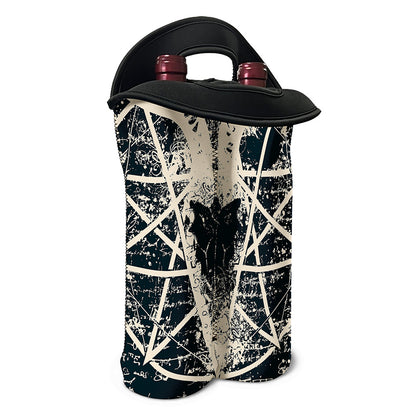 Satan Goat Skull Symbol Print Double Neoprene Wine Tote