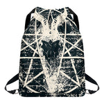 Satan Goat Skull Symbol Print Drawstring Backpack