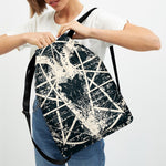 Satan Goat Skull Symbol Print Drawstring Backpack