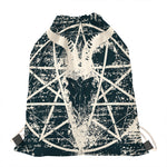 Satan Goat Skull Symbol Print Drawstring Bag