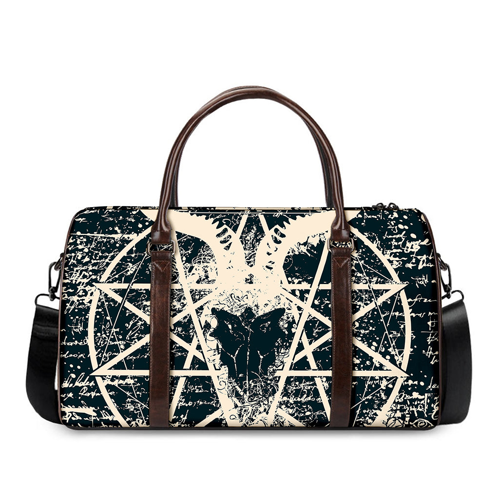 Satan Goat Skull Symbol Print Duffle Bag