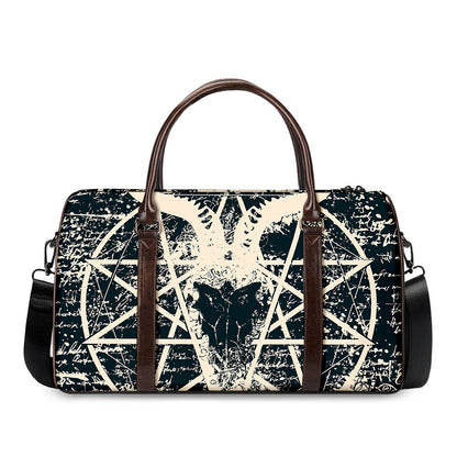 Satan Goat Skull Symbol Print Duffle Bag