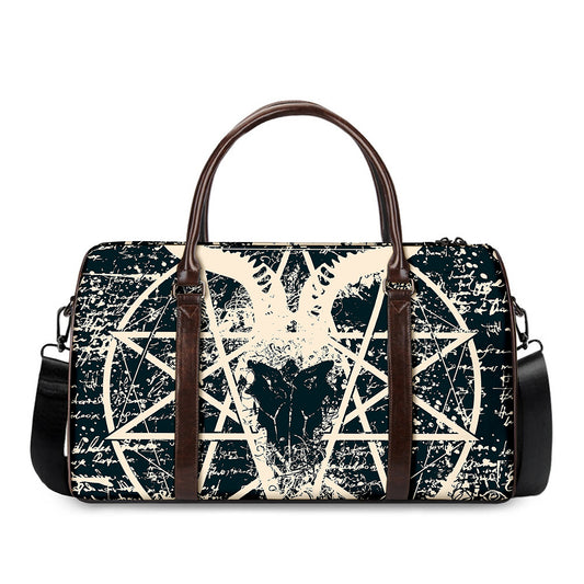Satan Goat Skull Symbol Print Duffle Bag