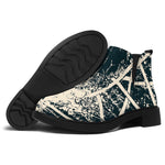 Satan Goat Skull Symbol Print Flat Ankle Boots