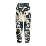 Satan Goat Skull Symbol Print Fleece Lined Knit Pants