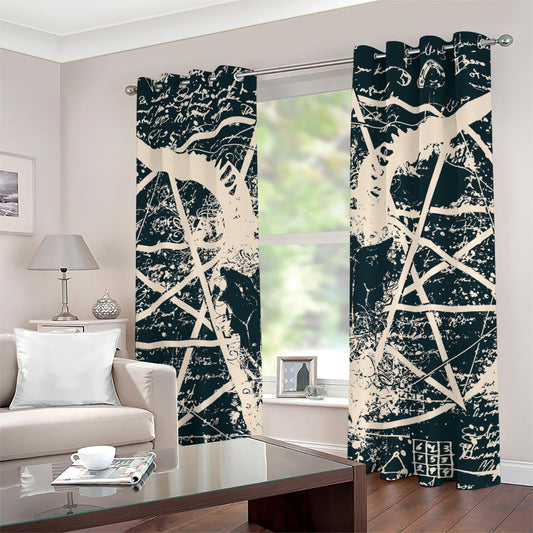 Satan Goat Skull Symbol Print Grommet Curtains