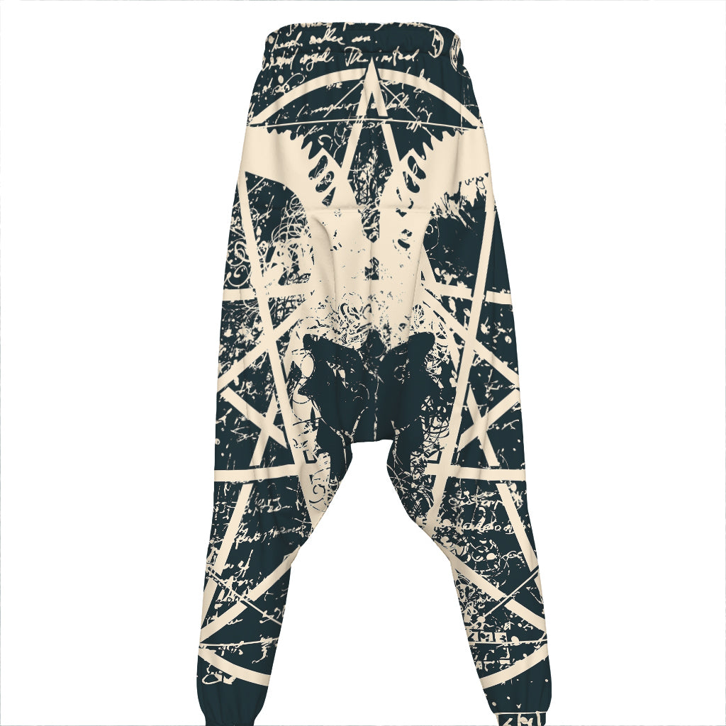 Satan Goat Skull Symbol Print Hammer Pants