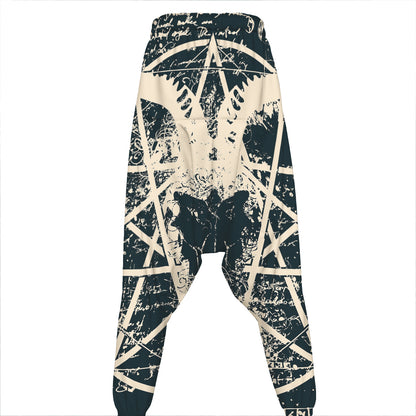 Satan Goat Skull Symbol Print Hammer Pants