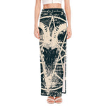 Satan Goat Skull Symbol Print High Slit Maxi Skirt
