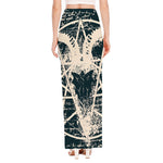 Satan Goat Skull Symbol Print High Slit Maxi Skirt