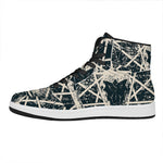 Satan Goat Skull Symbol Print High Top Leather Sneakers