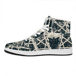 Satan Goat Skull Symbol Print High Top Leather Sneakers