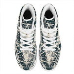 Satan Goat Skull Symbol Print High Top Leather Sneakers