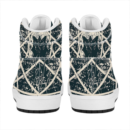 Satan Goat Skull Symbol Print High Top Leather Sneakers
