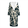 Satan Goat Skull Symbol Print Hooded Bathrobe