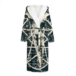 Satan Goat Skull Symbol Print Hooded Bathrobe