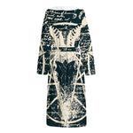 Satan Goat Skull Symbol Print Hooded Bathrobe