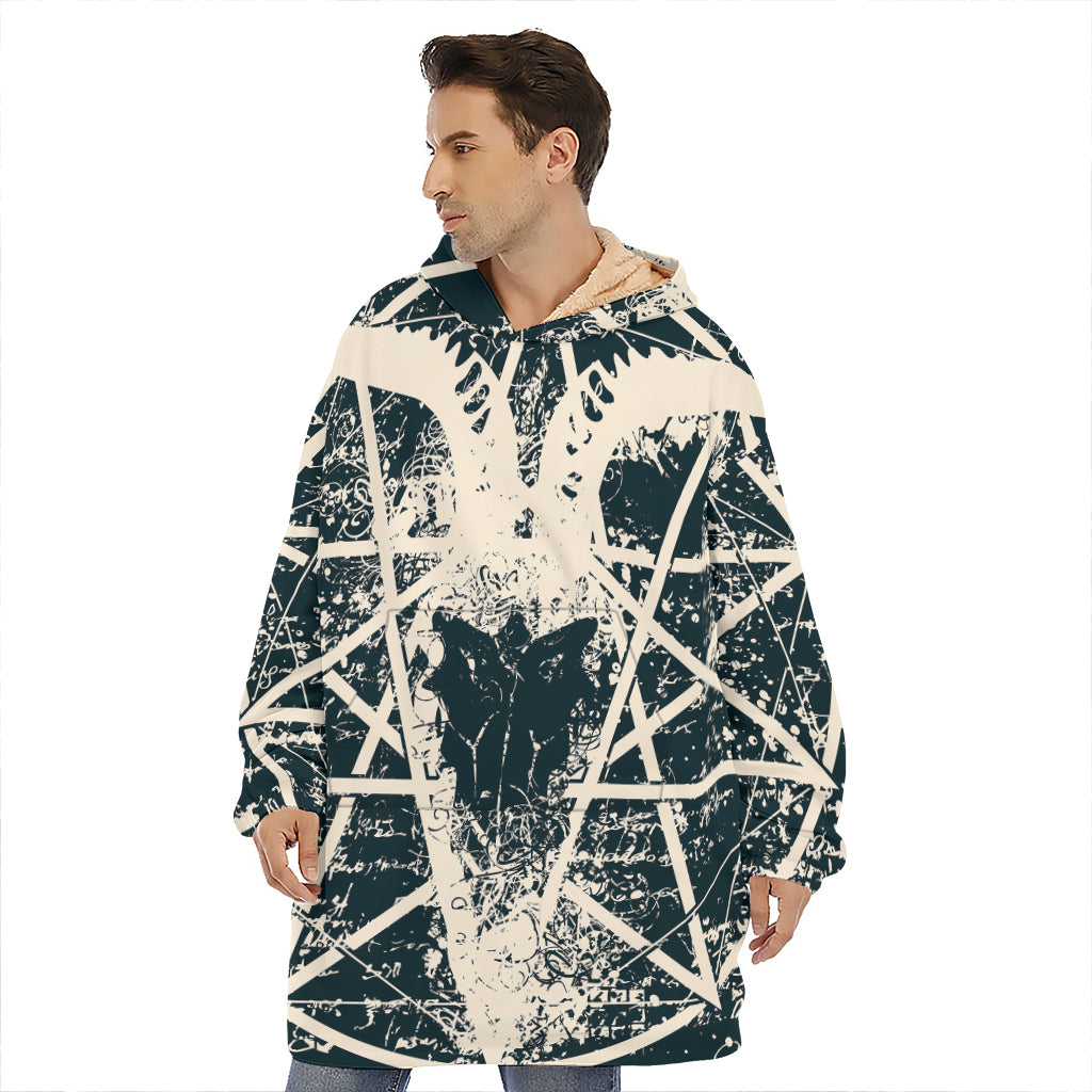 Satan Goat Skull Symbol Print Hoodie Blanket