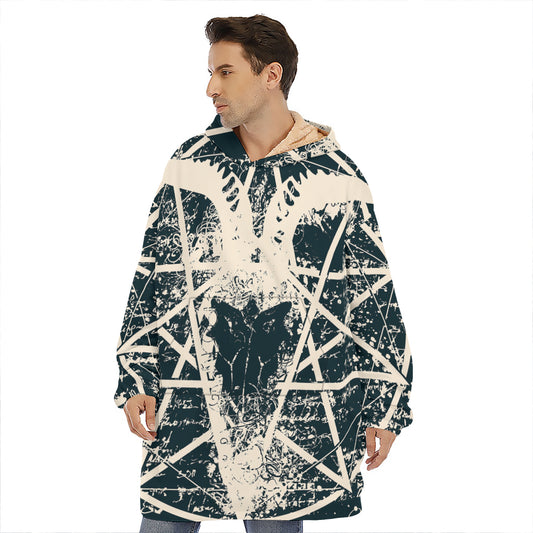 Satan Goat Skull Symbol Print Hoodie Blanket