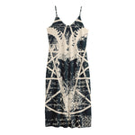 Satan Goat Skull Symbol Print Jersey Midi Cami Dress
