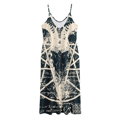 Satan Goat Skull Symbol Print Jersey Midi Cami Dress