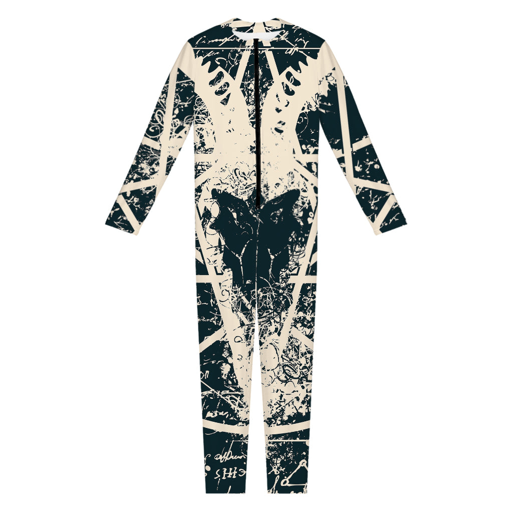 Satan Goat Skull Symbol Print Jumpsuit