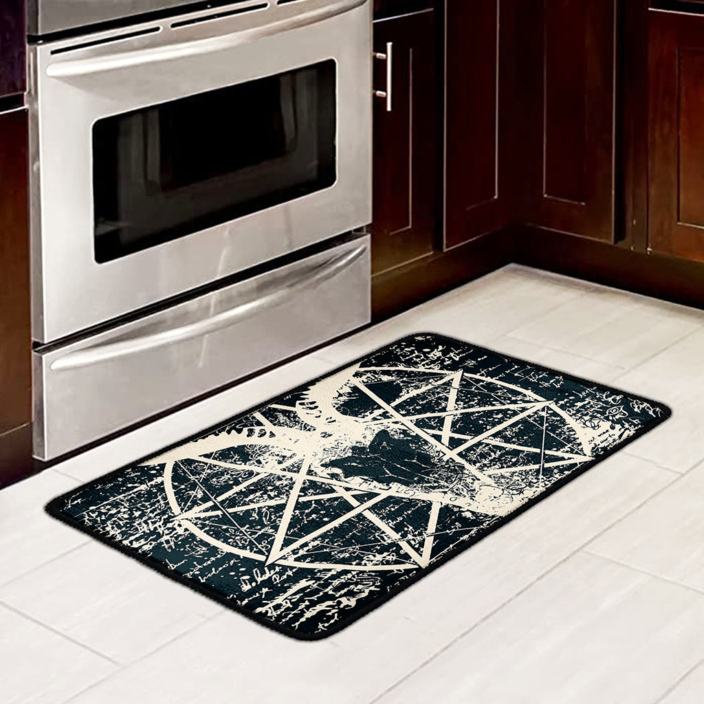 Satan Goat Skull Symbol Print Kitchen Mat