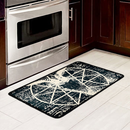Satan Goat Skull Symbol Print Kitchen Mat