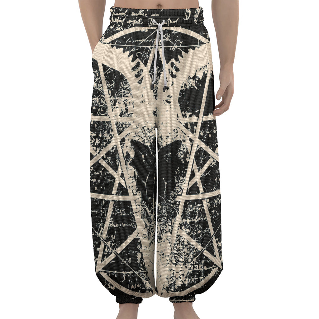 Satan Goat Skull Symbol Print Lantern Pants