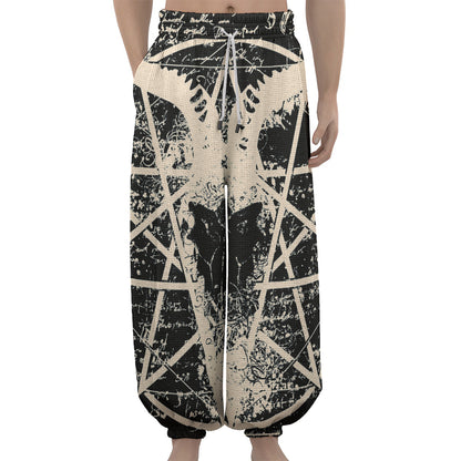 Satan Goat Skull Symbol Print Lantern Pants