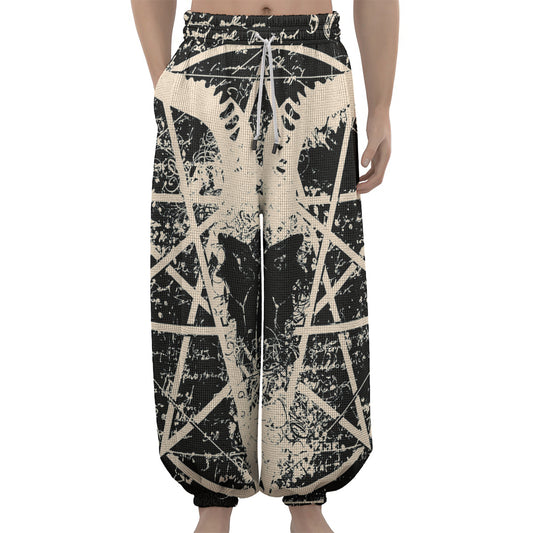 Satan Goat Skull Symbol Print Lantern Pants