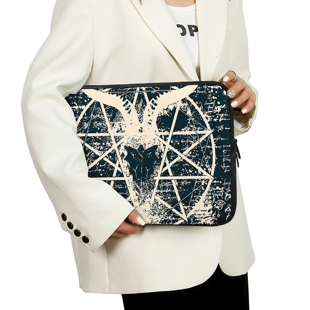 Satan Goat Skull Symbol Print Laptop Sleeve